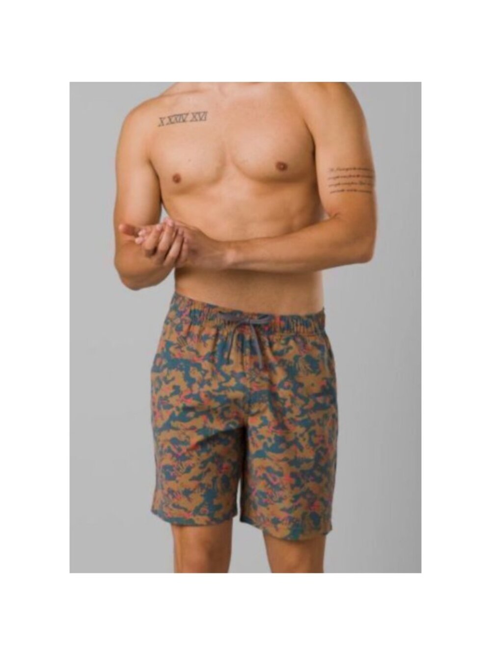 Prana Swim Shorts Mens M Fresca Camo 8" Metric E Waist UPF 50 NWT